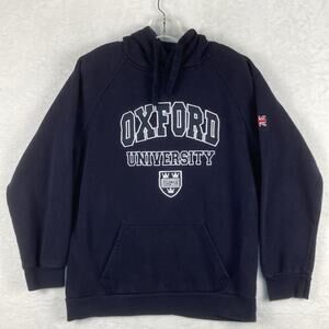 Oxford University Hoodie Pullover Mens XL Blue Embroidered Velvet Collegiate UK